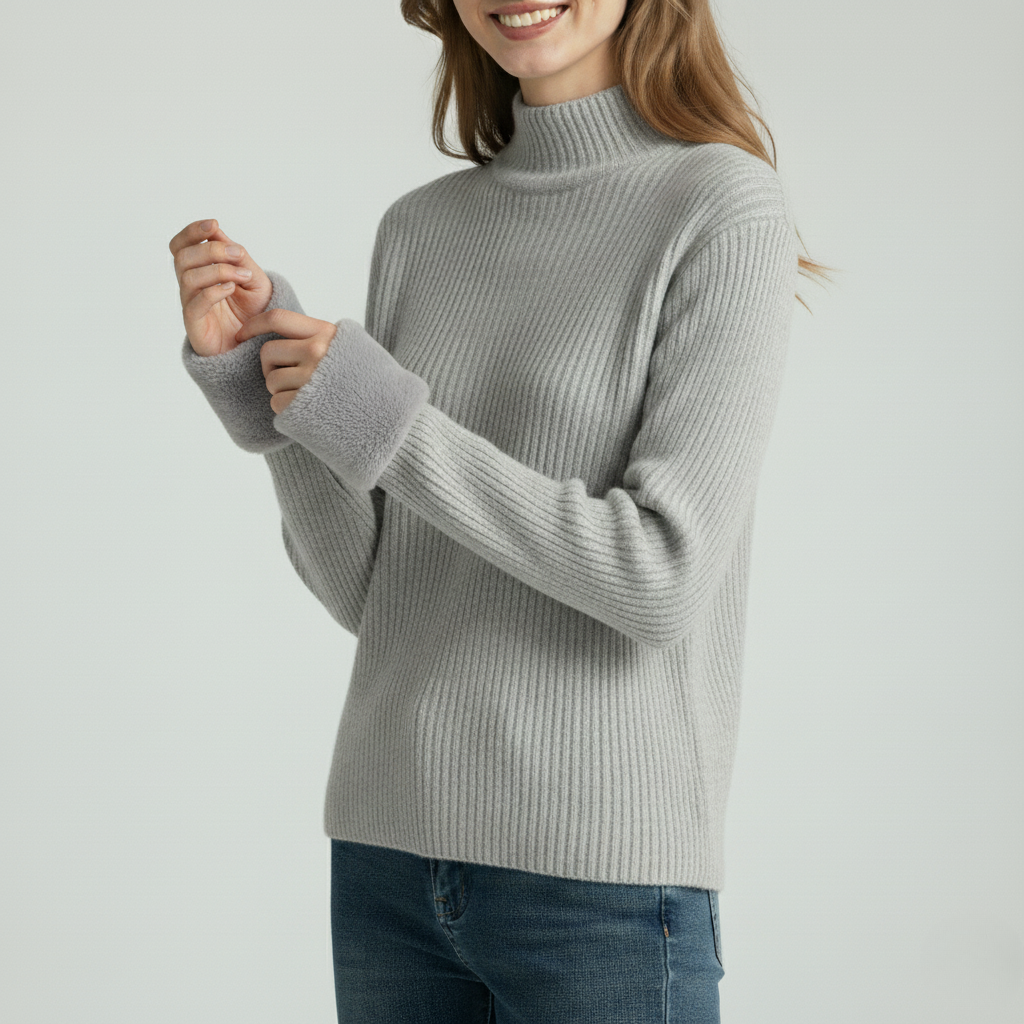 Women’s Ribbed Mock Neck Knit Sweater
