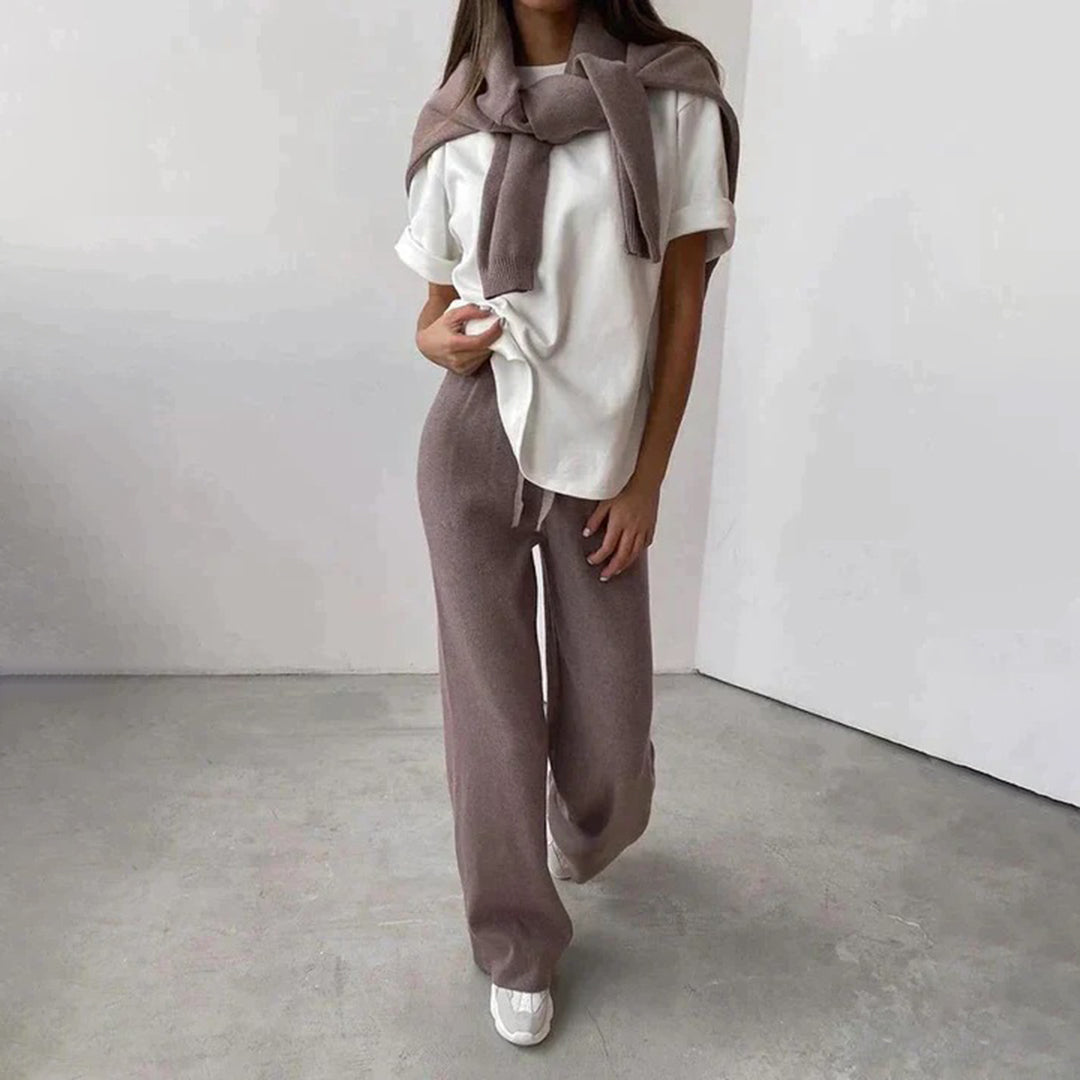 Women's V-Neck Loungewear Set | Ribbed Two-Piece Comfort