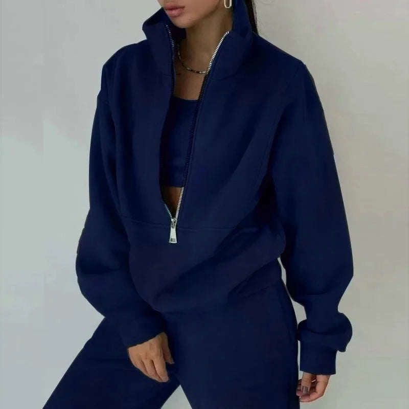 Women's Half-Zip Loungewear Set | Wide-Fit Two-Piece Comfort