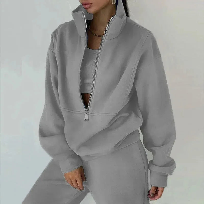 Women's Half-Zip Loungewear Set | Wide-Fit Two-Piece Comfort