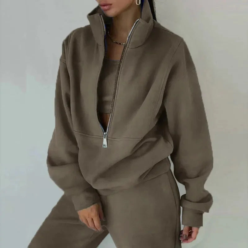 Women's Half-Zip Loungewear Set | Wide-Fit Two-Piece Comfort