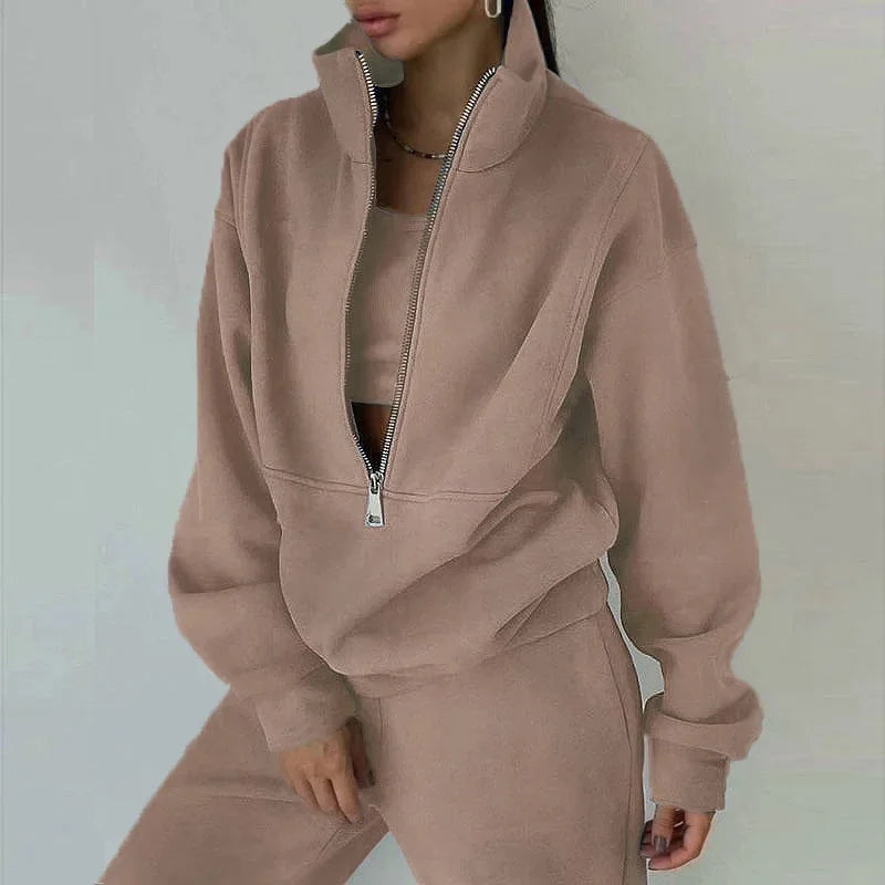Women's Half-Zip Loungewear Set | Wide-Fit Two-Piece Comfort