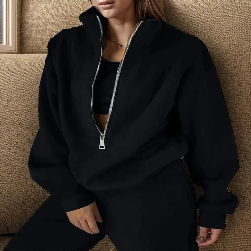Women's Half-Zip Loungewear Set | Wide-Fit Two-Piece Comfort