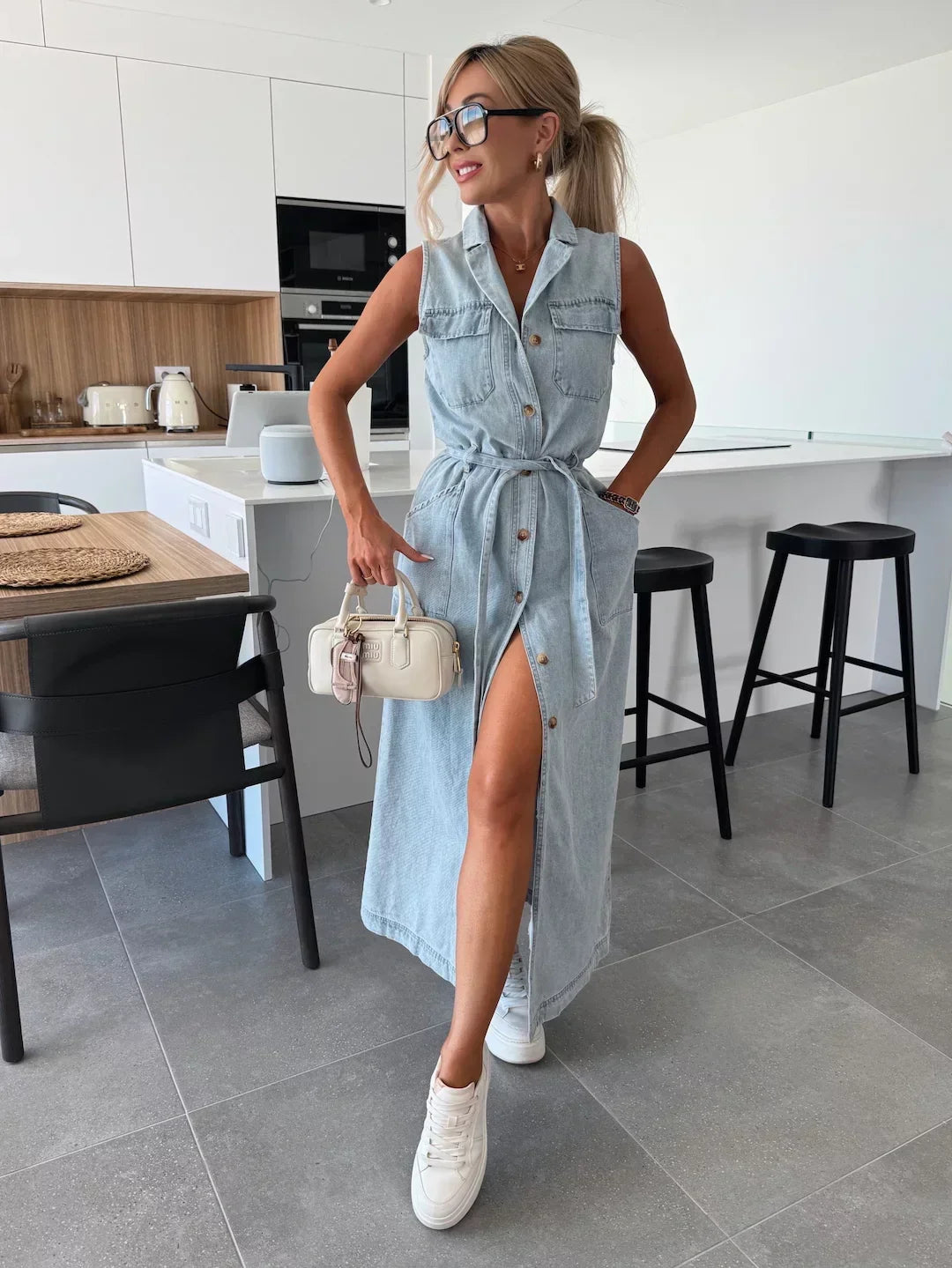 Women's Maxi Denim Style Dress | Relaxed Everyday Wardrobe Essential