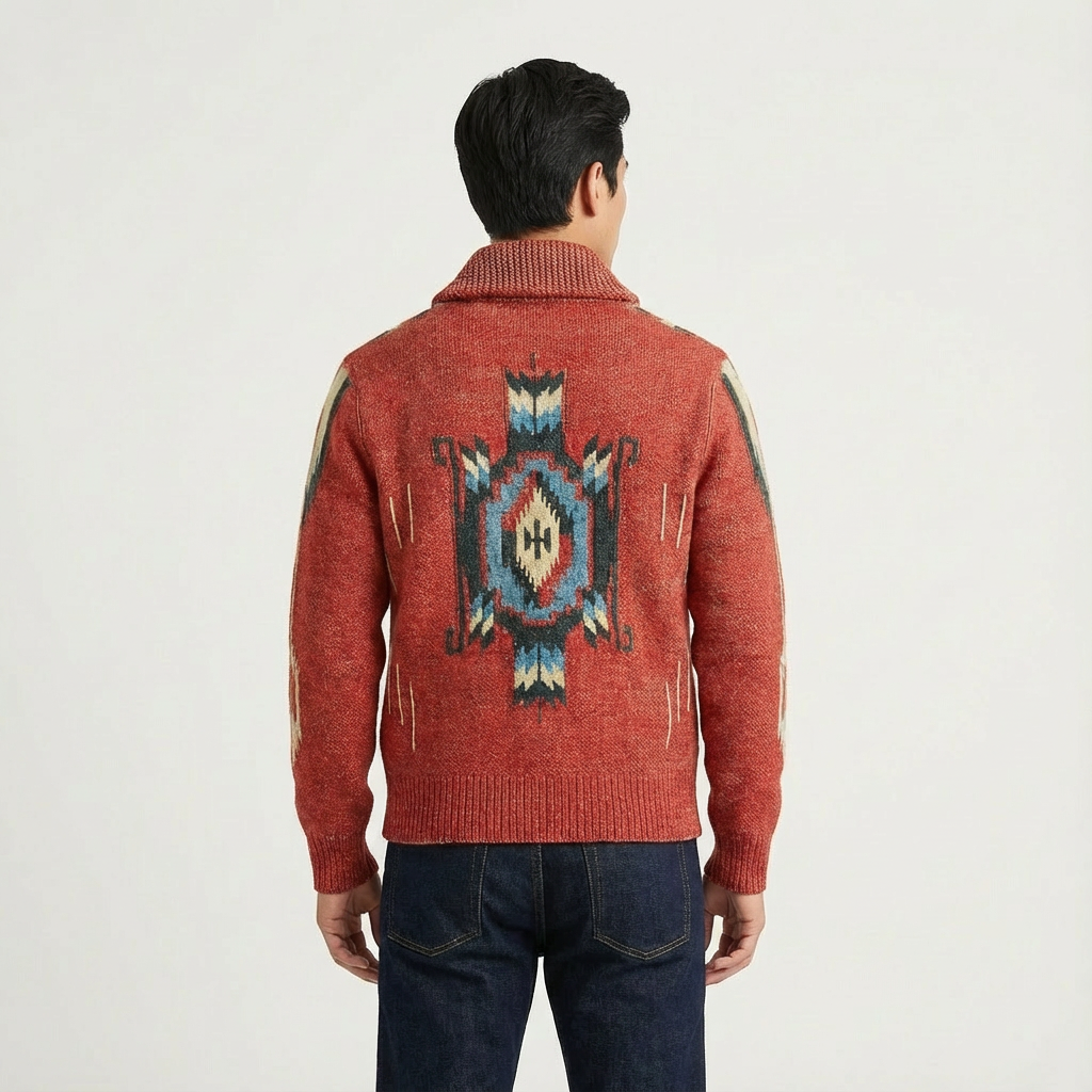 Men's Jacquard Knit Cardigan | Button-Front Smart-Casual Layer