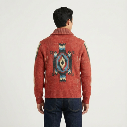 Men's Jacquard Knit Cardigan | Button-Front Smart-Casual Layer