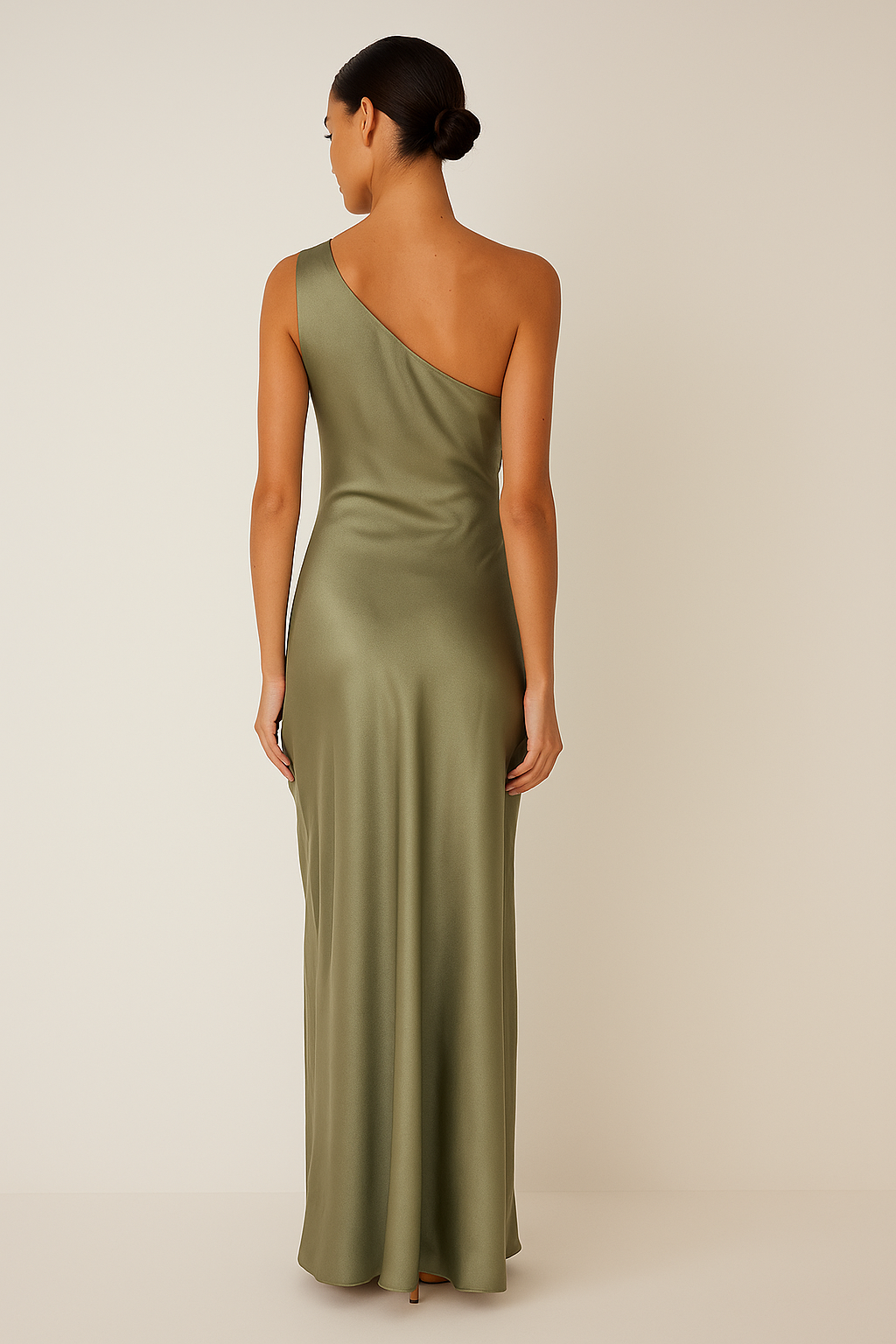 Women's One-Shoulder Maxi Dress | Satin Look Formal High Slit