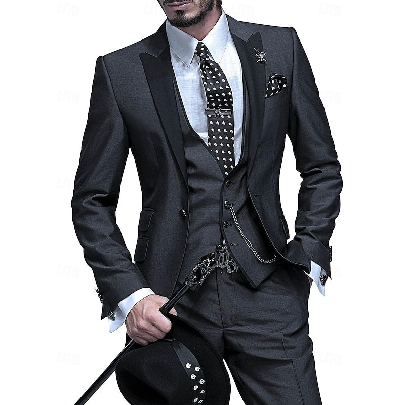 Men's Three-Piece Suit Set | Blazer & Waistcoat Wedding Style