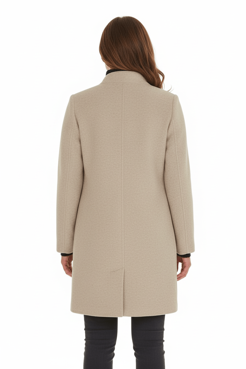 Women's Wool Blend Coat | Stand Collar Tailored Fit