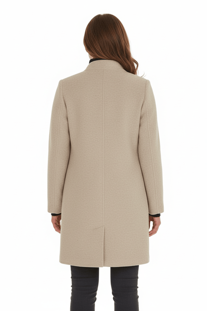 Women's Wool Blend Coat | Stand Collar Tailored Fit