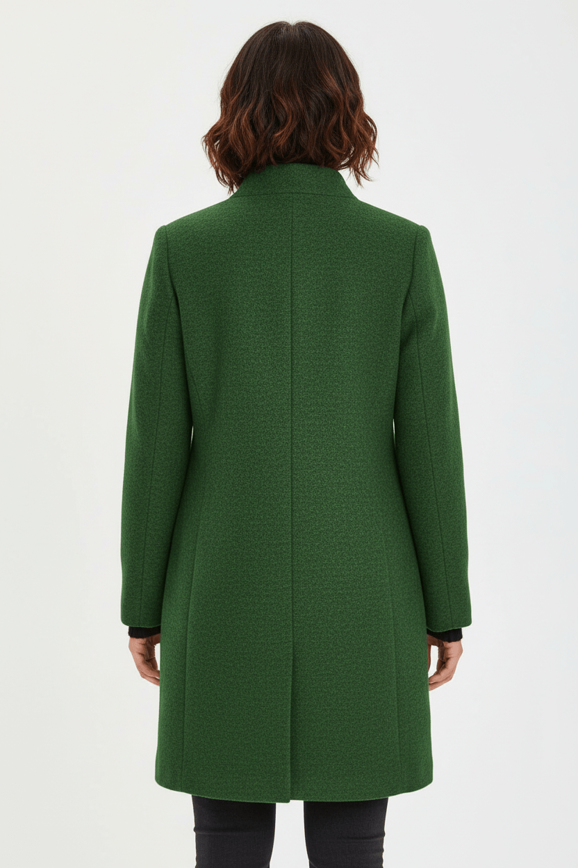 Women's Wool Blend Coat | Stand Collar Tailored Fit