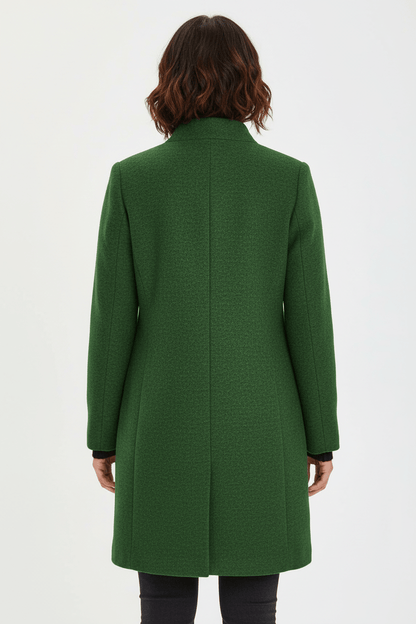 Women's Wool Blend Coat | Stand Collar Tailored Fit