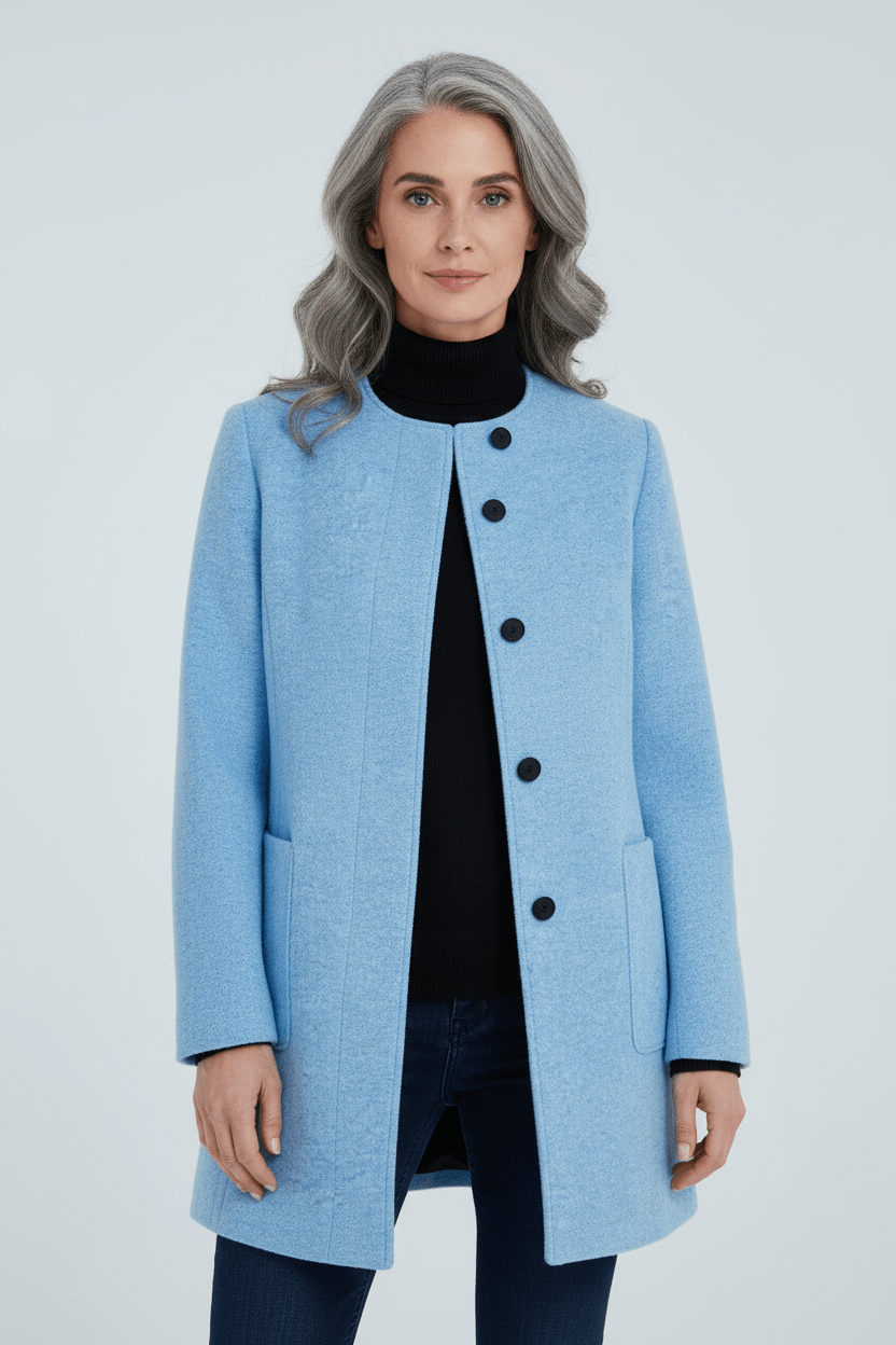Women's Wool Blend Coat | Stand Collar Tailored Fit