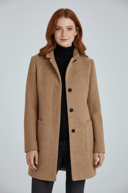 Women's Wool Blend Coat | Stand Collar Tailored Fit