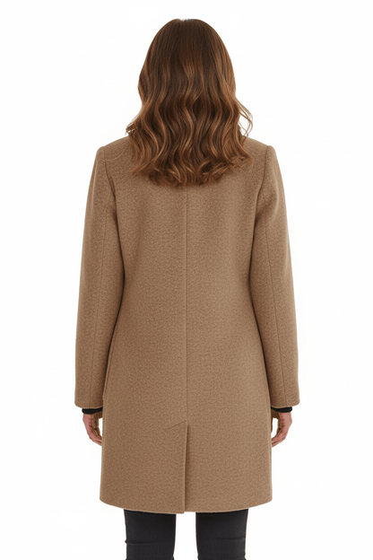 Women's Wool Blend Coat | Stand Collar Tailored Fit