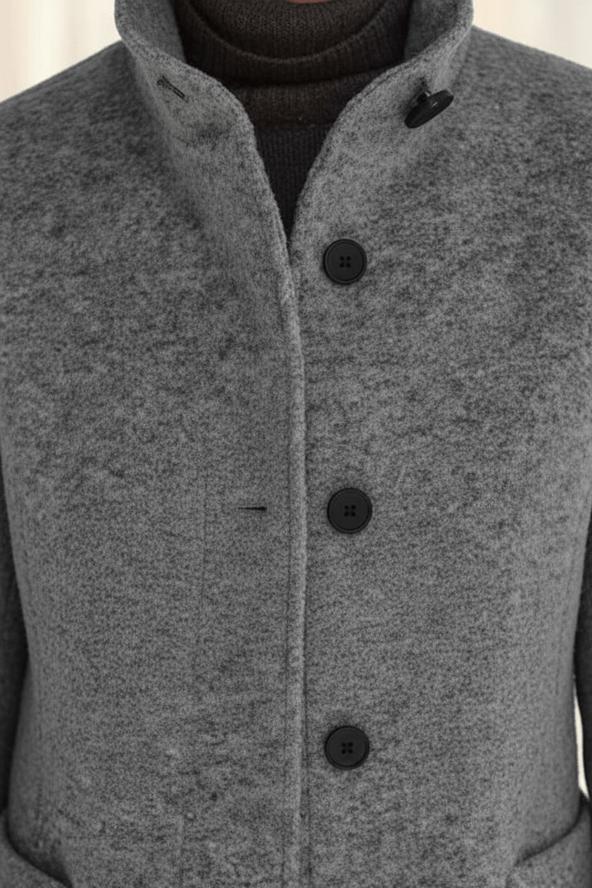 Women's Wool Blend Coat | Stand Collar Tailored Fit