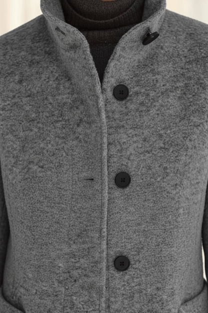 Women's Wool Blend Coat | Stand Collar Tailored Fit