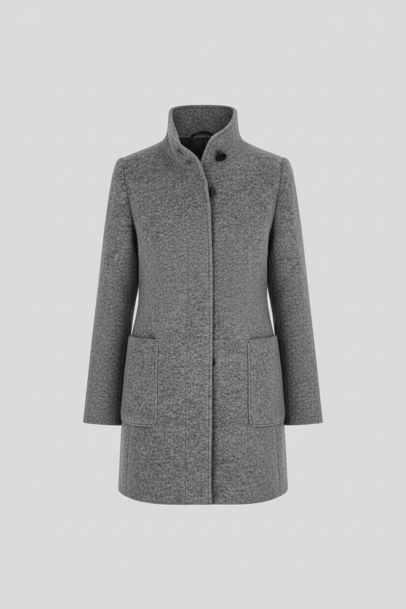 Women's Wool Blend Coat | Stand Collar Tailored Fit