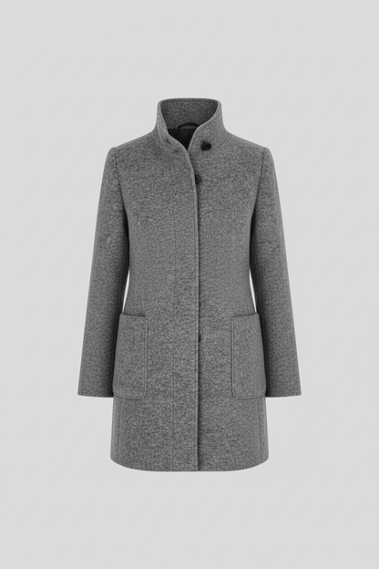 Women's Wool Blend Coat | Stand Collar Tailored Fit