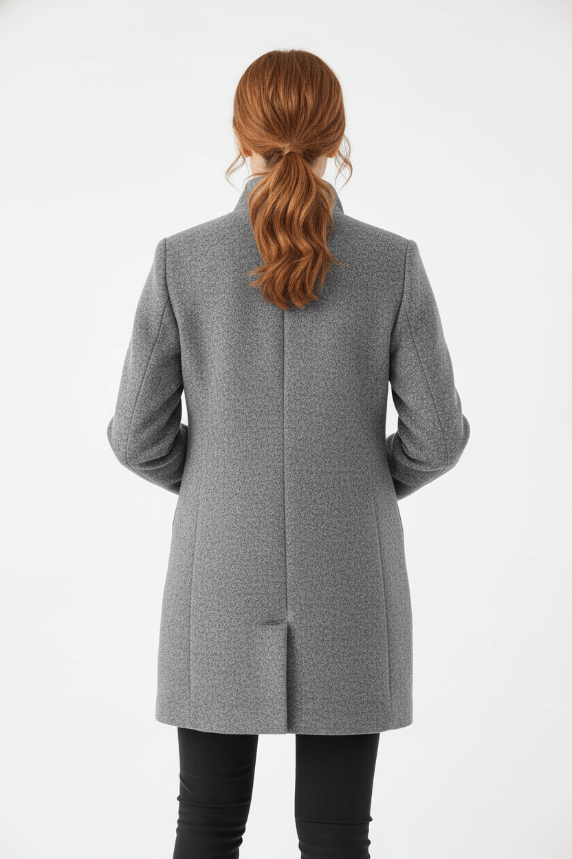 Women's Wool Blend Coat | Stand Collar Tailored Fit