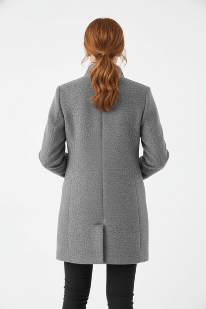 Women's Wool Blend Coat | Stand Collar Tailored Fit