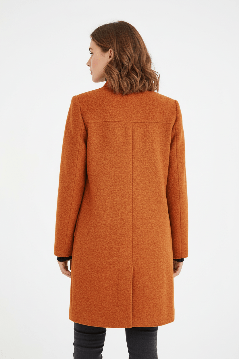 Women's Wool Blend Coat | Stand Collar Tailored Fit