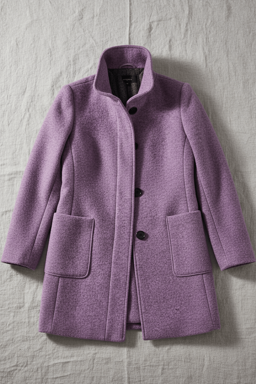 Women's Wool Blend Coat | Stand Collar Tailored Fit