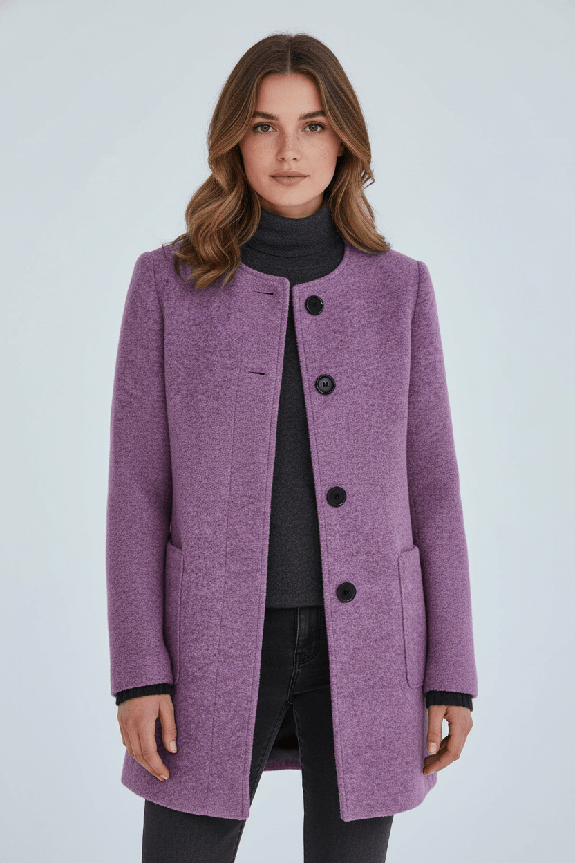 Women's Wool Blend Coat | Stand Collar Tailored Fit