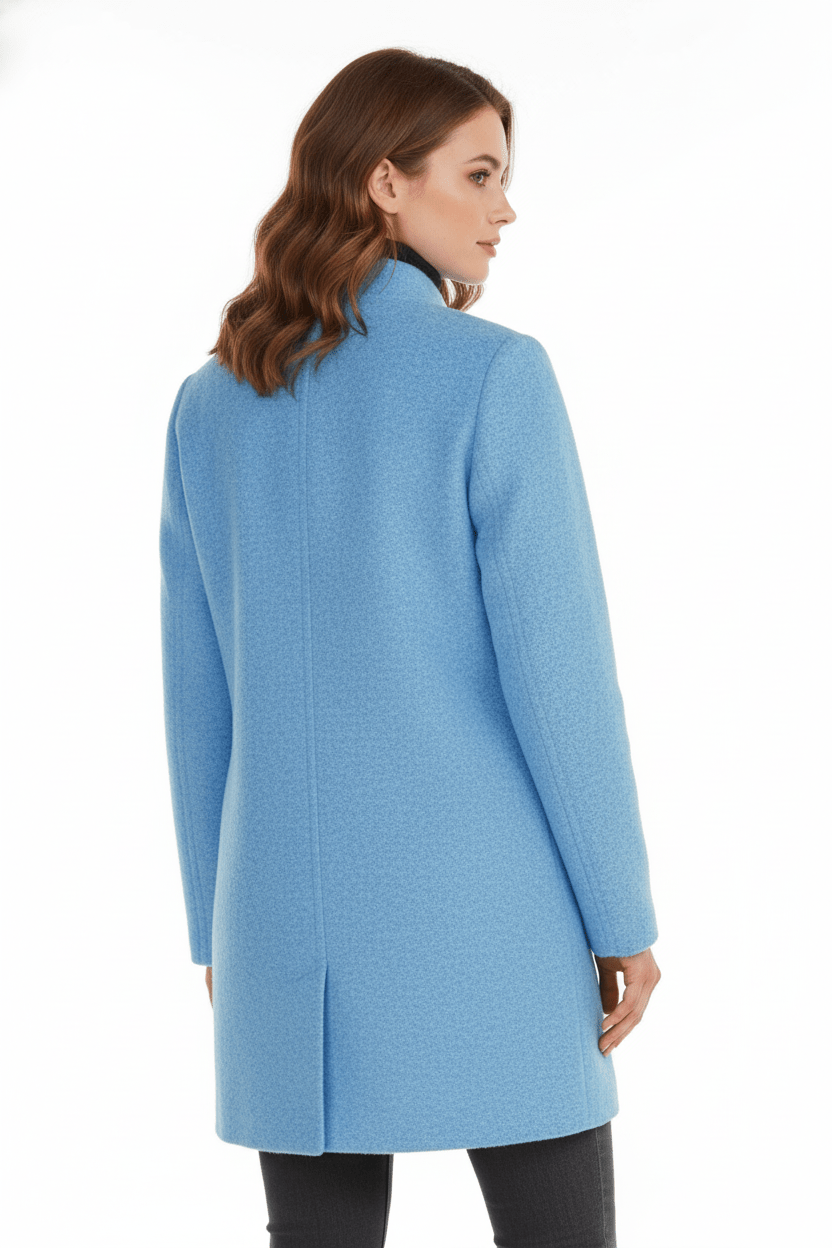 Women's Wool Blend Coat | Stand Collar Tailored Fit