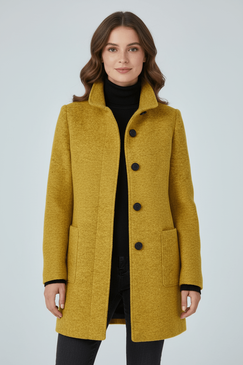 Women's Wool Blend Coat | Stand Collar Tailored Fit