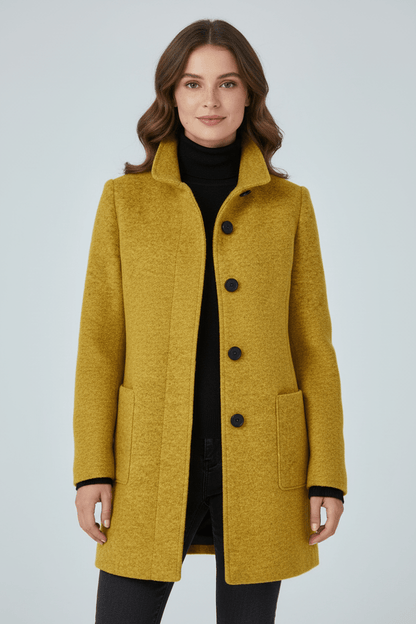 Women's Wool Blend Coat | Stand Collar Tailored Fit