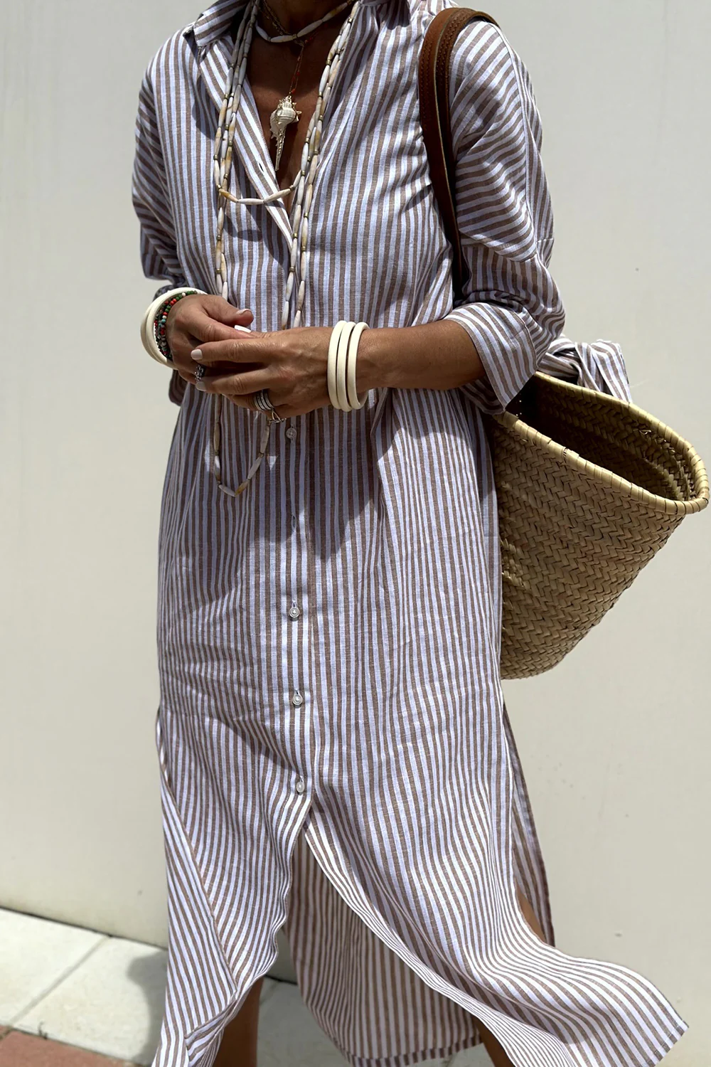 Womens Wrinkle-Free V-Neck Summer Dress | Subtle Sheen Elegant Everyday Style