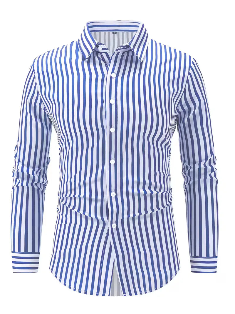 Men's Slim Fit Vertical Stripe Shirt | Smart Casual Button-Down
