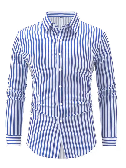 Men's Slim Fit Vertical Stripe Shirt | Smart Casual Button-Down
