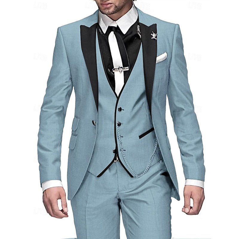 Men's Three-Piece Suit Set | Blazer & Waistcoat Wedding Style