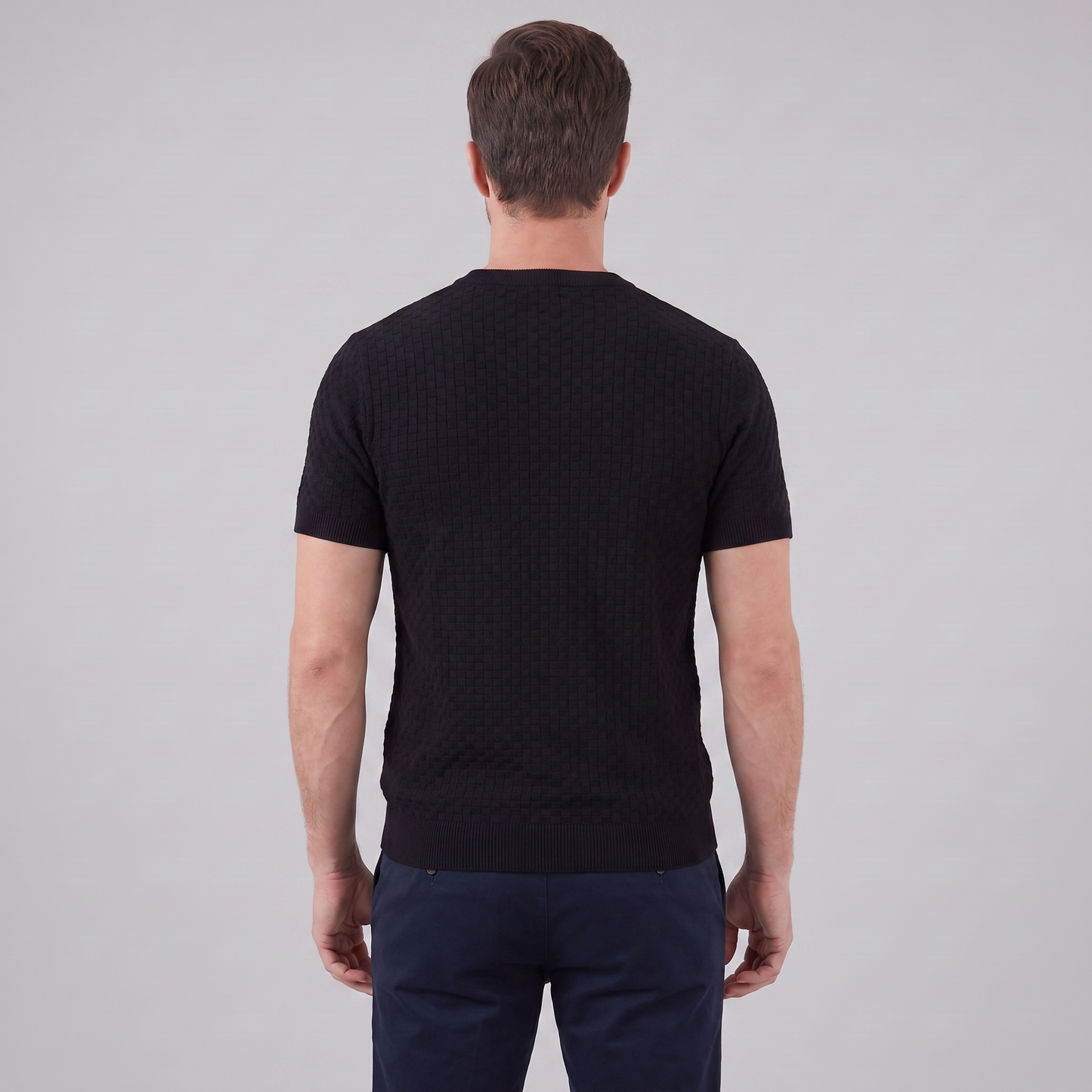 Men's Basket Weave Knit T-Shirt | Crew Neck Summer Style