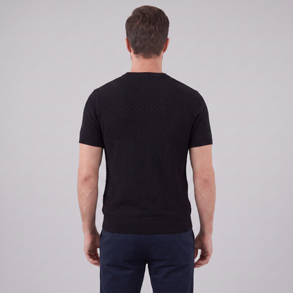 Men's Basket Weave Knit T-Shirt | Crew Neck Summer Style