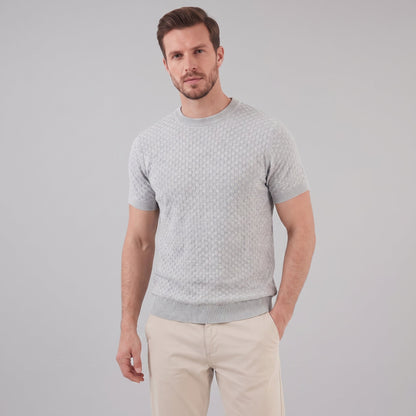 Men's Basket Weave Knit T-Shirt | Crew Neck Summer Style
