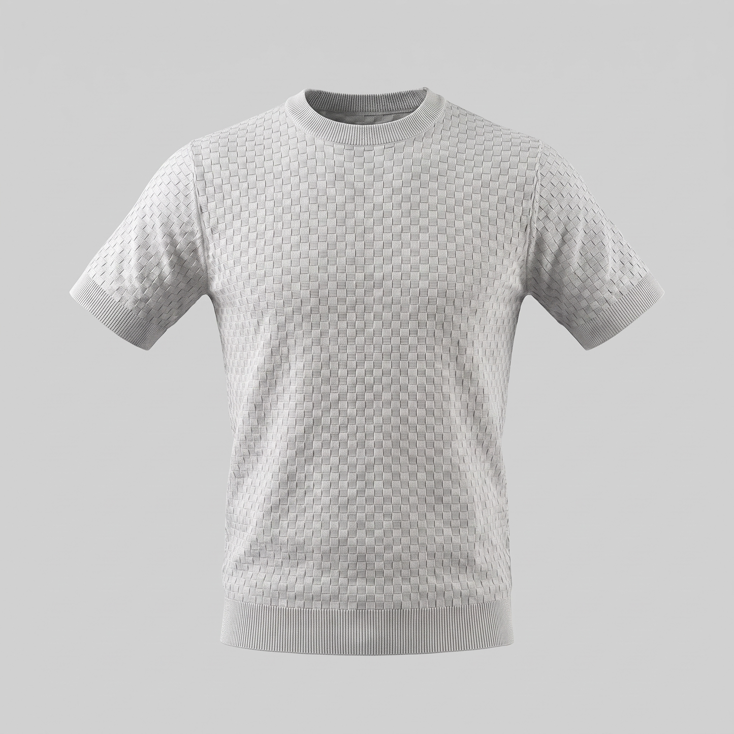 Men's Basket Weave Knit T-Shirt | Crew Neck Summer Style