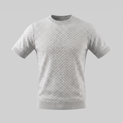 Men's Basket Weave Knit T-Shirt | Crew Neck Summer Style
