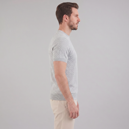 Men's Basket Weave Knit T-Shirt | Crew Neck Summer Style