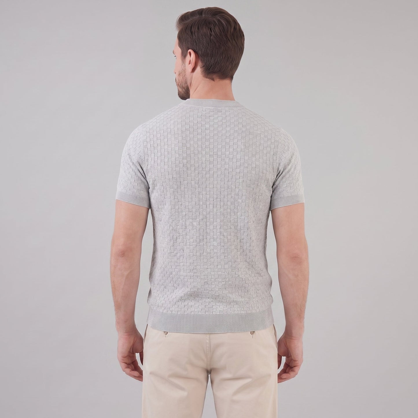 Men's Basket Weave Knit T-Shirt | Crew Neck Summer Style