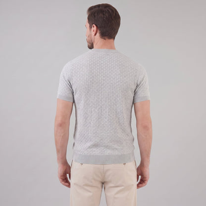 Men's Basket Weave Knit T-Shirt | Crew Neck Summer Style