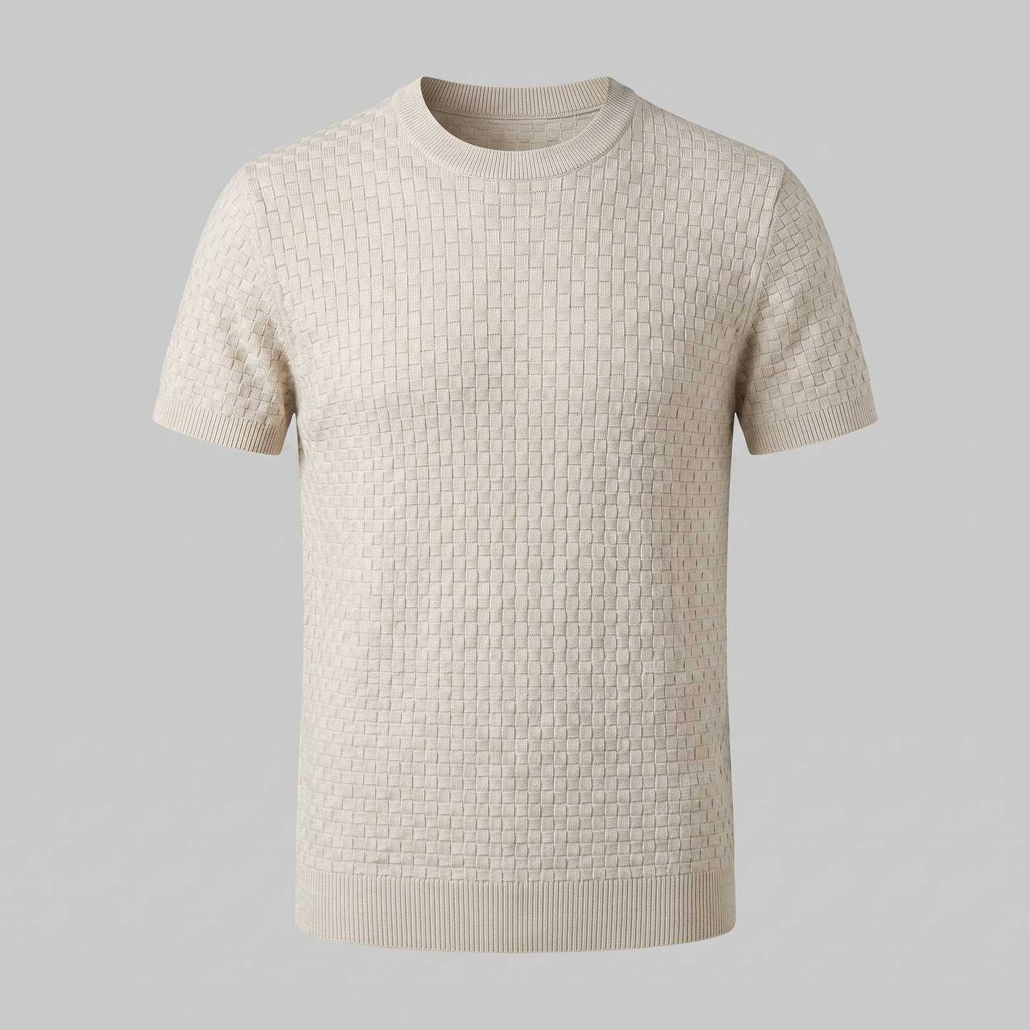 Men's Basket Weave Knit T-Shirt | Crew Neck Summer Style