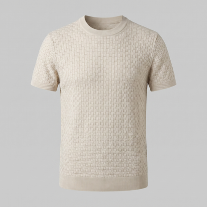 Men's Basket Weave Knit T-Shirt | Crew Neck Summer Style