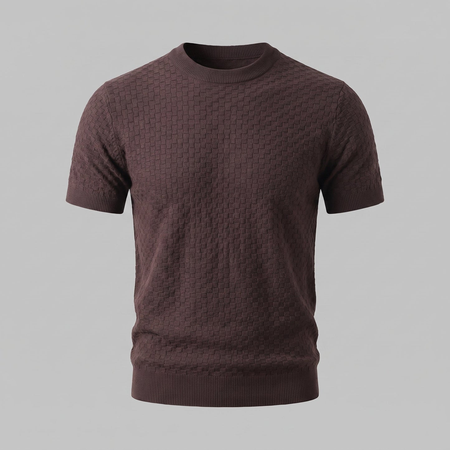 Men's Basket Weave Knit T-Shirt | Crew Neck Summer Style