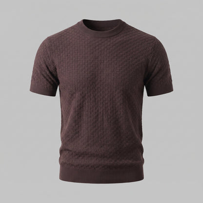 Men's Basket Weave Knit T-Shirt | Crew Neck Summer Style