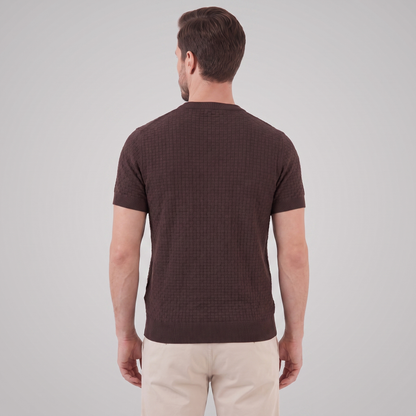 Men's Basket Weave Knit T-Shirt | Crew Neck Summer Style