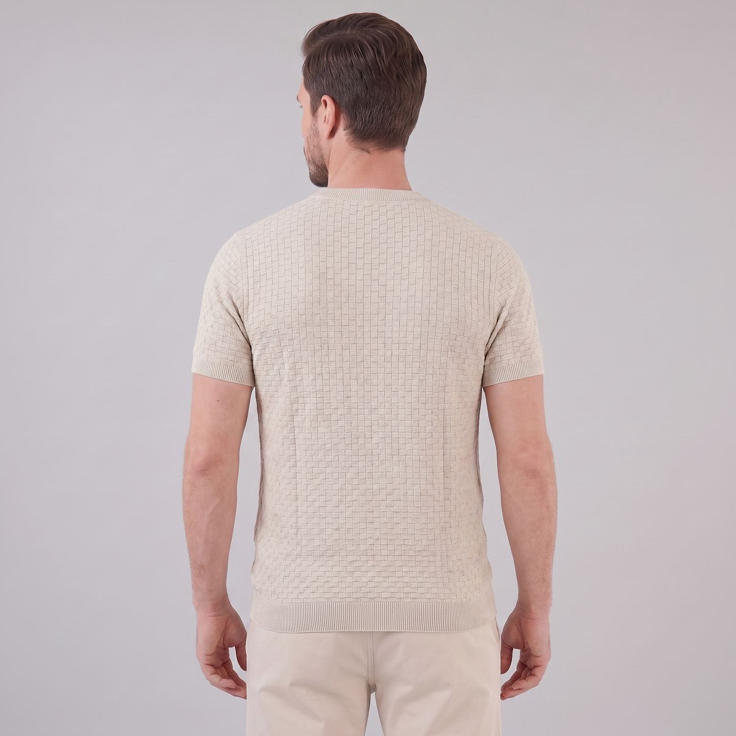 Men's Basket Weave Knit T-Shirt | Crew Neck Summer Style