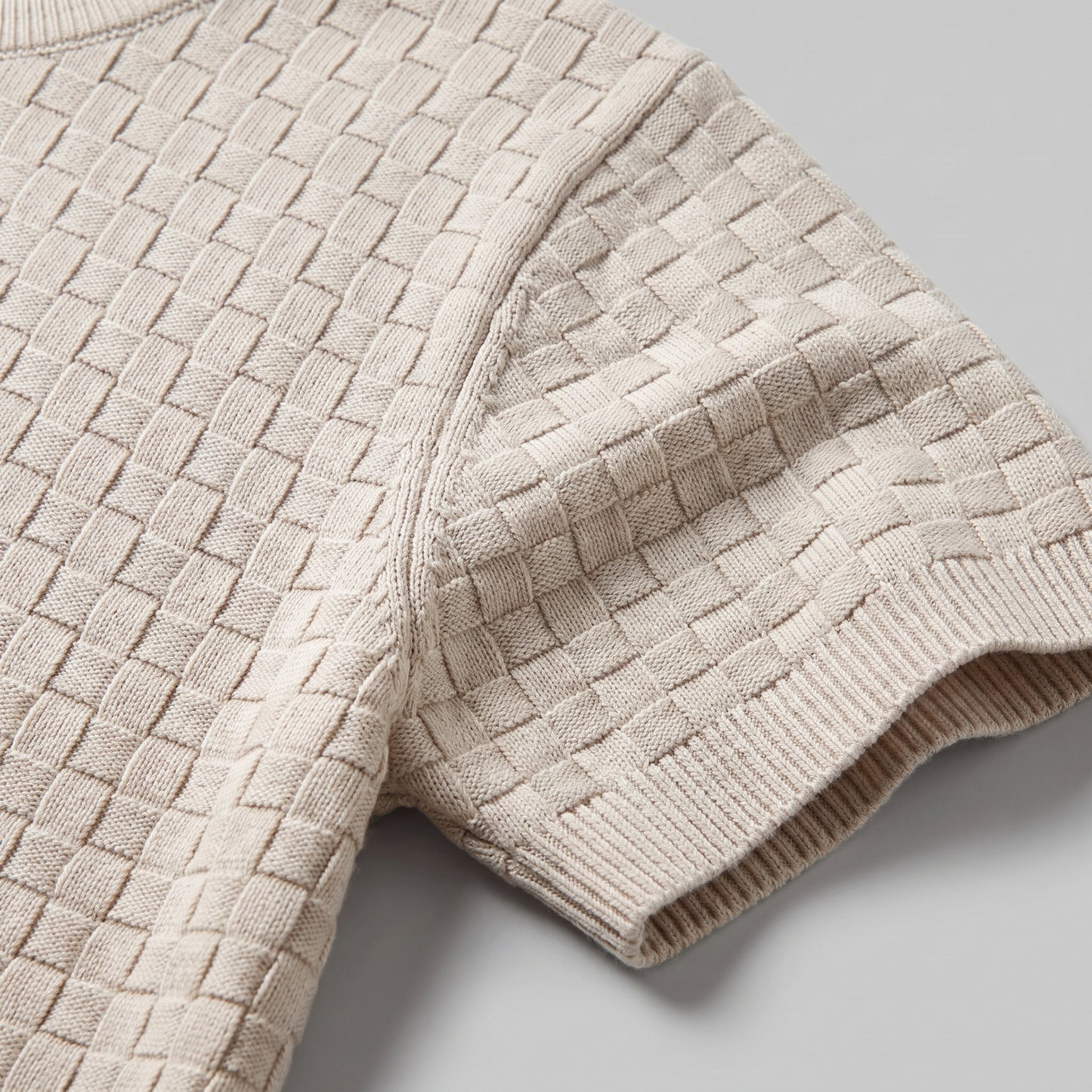 Men's Basket Weave Knit T-Shirt | Crew Neck Summer Style